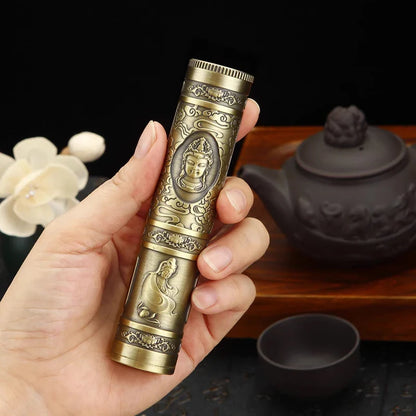Retro Buddha Metal Incense Case Relief Craft Dragon Incense Box Waterproof Incense Storage Box Incense Accessories
