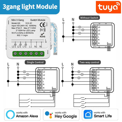 TNCE Tuya Switch Light Curtain Dimmer WIFI Zigbee, Smart DIY MINI Module, Roller Shutter motor Breaker, voice alexa google home