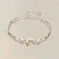 Shiny Pink Crystal Cherry Blossom Bracelets For Women Girls Sweet Moon Bow Flowers Zircon Bracelet Party Aesthetic Jewelry