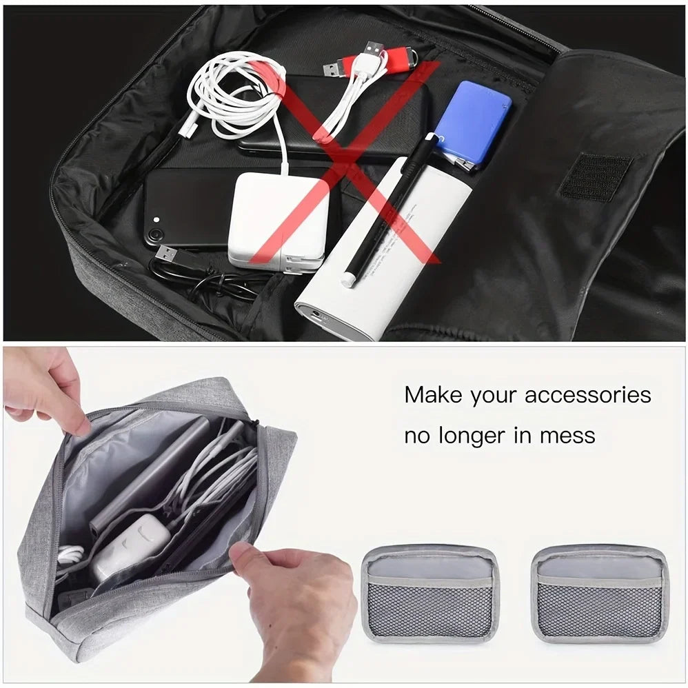 Travel Cable Organizer Bag for Electronics - Cord Case for Power Banks & SD Cards