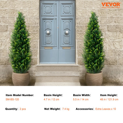 Artificial Cedar Topiary Tree – Evergreen Faux Pine for Indoor & Outdoor Decor (Set of 2)
