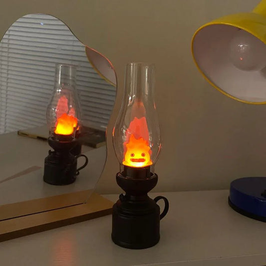 Calcifer Flameless LED Night Light Cartoon Kerosene Lamp Retro Decorative Bedside Candle