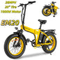 Adult Electric Fat Tire Bike 26-inch (66 cm), 1000W Motor (up to 1500W peak), 34 MPH (55 km/h), 60‑Mile Range, 4.0-inch Tires