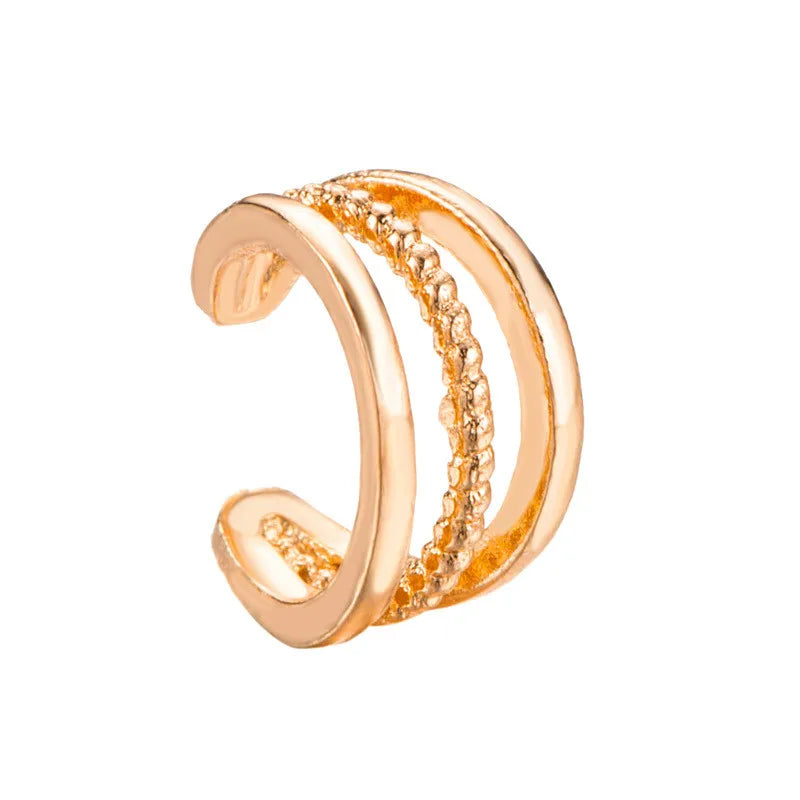 Gold Leaf Ear Cuff Clip-On Earrings for Women — No-Piercing Cartilage Climbers