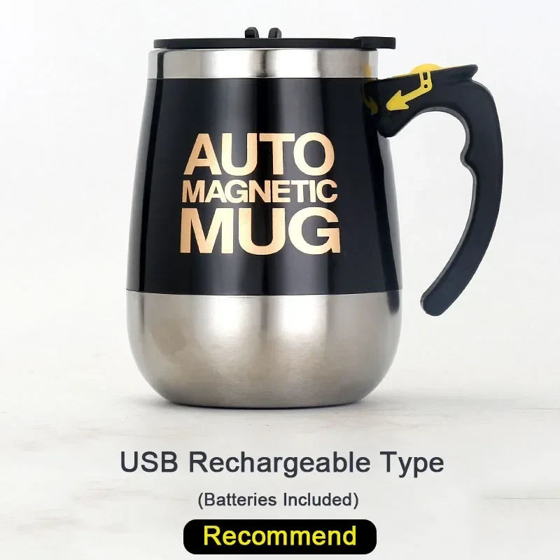 New Self Stirring Coffee Mug USB Rechargeable Stainless Steel Auto Mixing Blender Cup for Home Office Christmas Birthday Gift