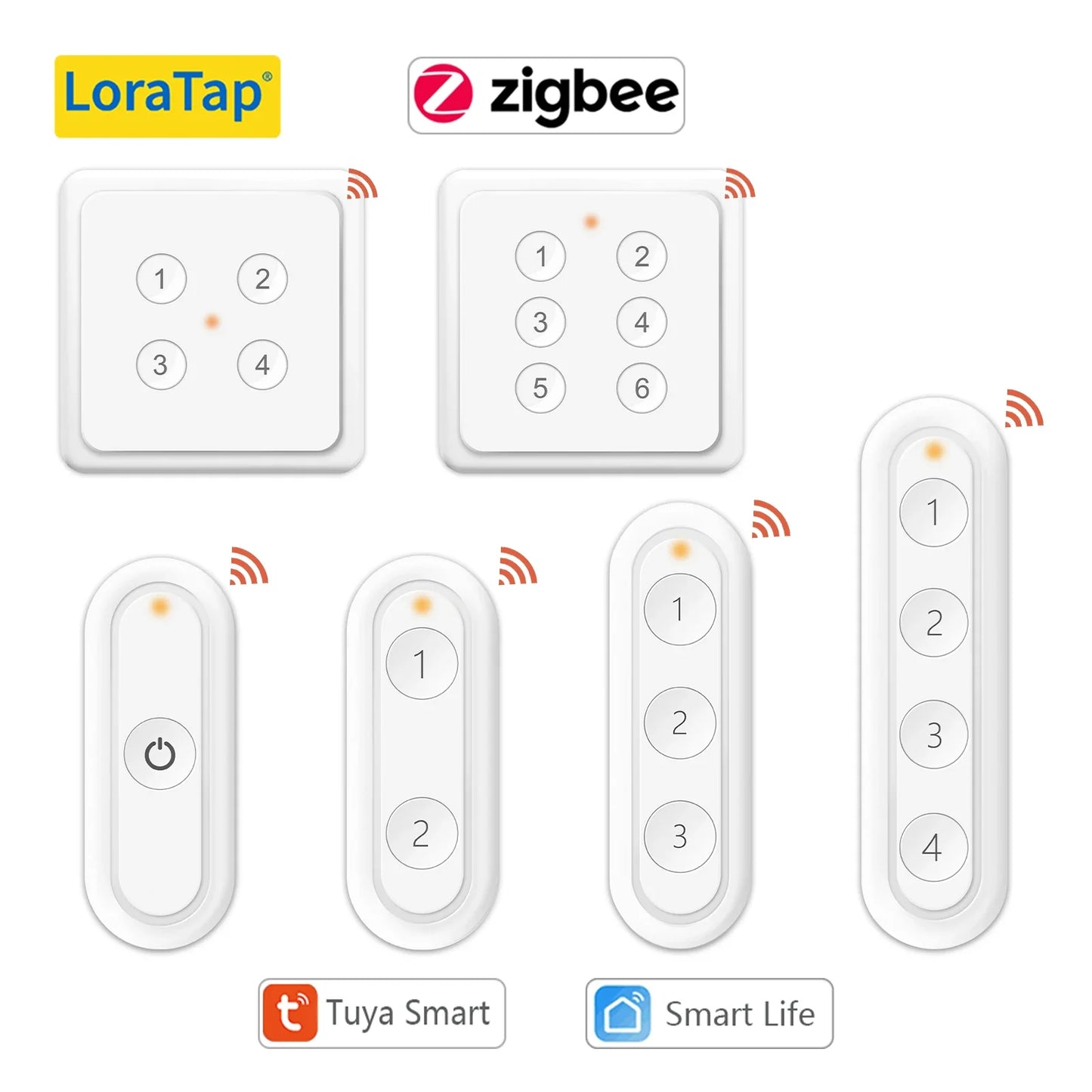 LoraTap ZigBee 3.0 Wireless 6 Push Button Remote Tuya Scene Automation Control Switch Smart Life App