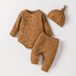 Baby Boys Newborn Soft Long Sleeve Open Stitch 2pcs Pantsuits Casual Daily For Autumn +Hat