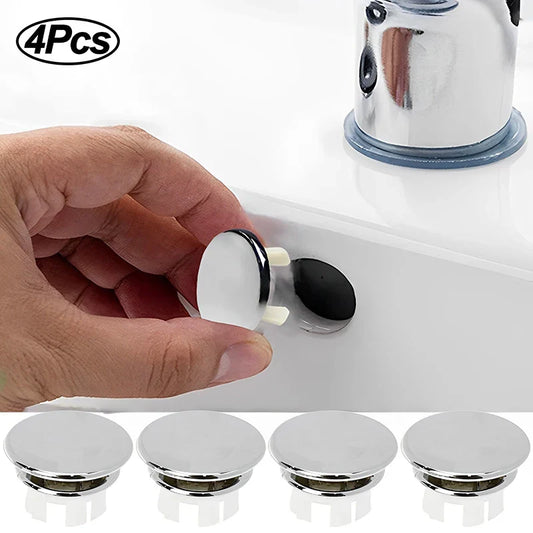 4-Pack Silver Plastic Sink Overflow Rings - Basin Drain Trim Plugs for Kitchen & Bathroom, Fits 22-24mm & 47-48mm