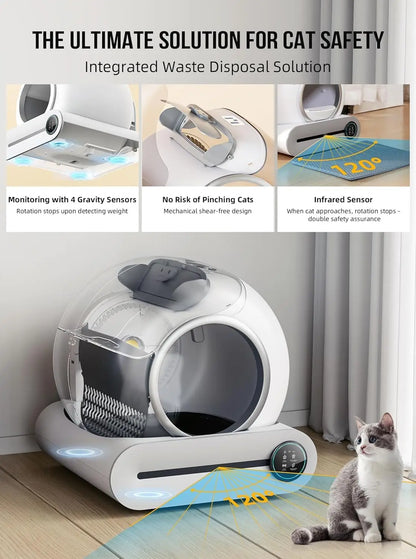 65L Automatic Self-Cleaning Enclosed Cat Litter Box with App Control & Ionic Deodorizer