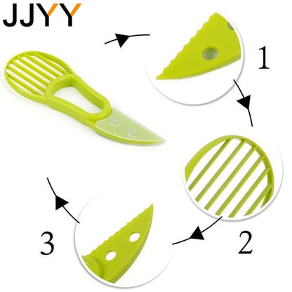 3-in-1 Avocado Slicer Corer Peeler – Plastic Fruit & Vegetable Cutter with Pitter