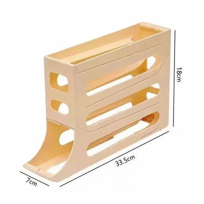 30-Egg Refrigerator Organizer - Stackable Plastic Egg Storage Box with Automatic Roller