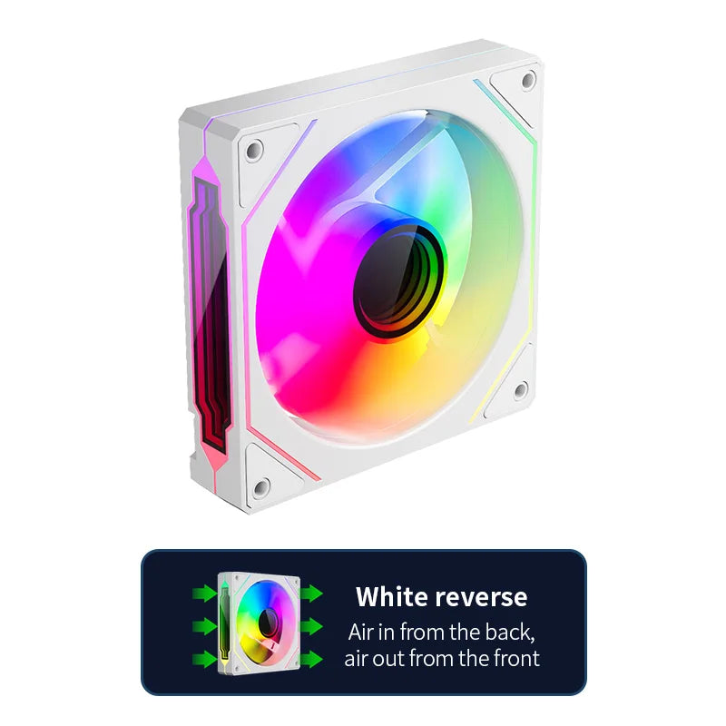 Infinite Mirror ARGB 120mm (4.72 in) PWM PC Case Fan — 5V 3-Pin ARGB & 12V 4-Pin PWM, 800–2000 RPM, Hydro Bearing