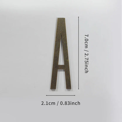 Bronze Self Adhesive House Number Metal English Alphabet Letters for Apartment Room Door Plate Table Mailbox Number Stickers 7cm