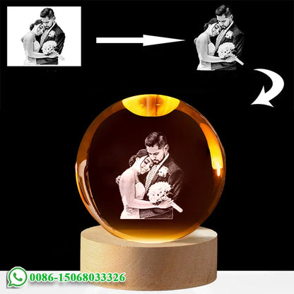 Custom Photo Crystal Ball LED Night Light - Personalized Bedroom, Wedding & Pet Keepsake Gift