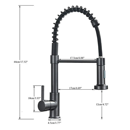 Brushed Gold Pull-Down Kitchen Faucet, Spring Spout Single-Handle Deck-Mount Hot & Cold Mixer