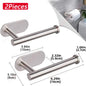 2-Pack No-Drill 304 Stainless Steel Toilet Paper Holder Adhesive Wall-Mount Paper Towel Rack for Bathroom & Kitchen