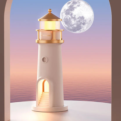 Moon Projection Night Light Lighthouse Lamp with Bluetooth Speaker, Remote & Motion Sensor — Ambient Bedroom & Kids Gift
