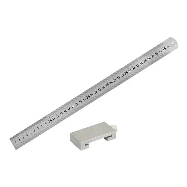 Portable Woodworking Positioning Stop Block with Steel Ruler – Measuring & Marking Gauge for Carpentry