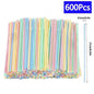 Multicolor Flexible Plastic Drinking Straws — Reusable Cocktail & Boba Straws 8.3 in (21 cm) x 0.2 in (5 mm) — Packs 50–6000 for Parties & Weddings