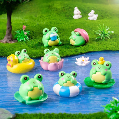 8pcs Funny Cute Holiday Frog Animal Car Decoration Pvc Craft Miniature Figure Tiny for Bonsai Microlandscape Fairy Garden Decor