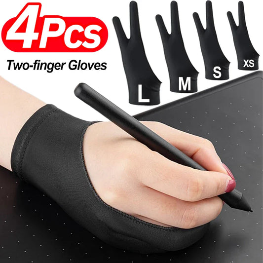 Two-Finger Artist Drawing Glove for Tablet & iPad – Touchscreen Anti-Fouling Ambidextrous Glove, Black