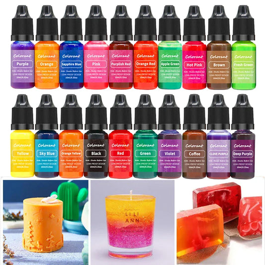 20-Color Liquid Candle Dye Set for DIY Candles, Soap & Resin Crafts