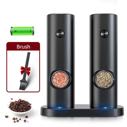 Electric Automatic Salt & Pepper Grinder Set — Battery-Powered Mill with LED Light & Adjustable Coarseness