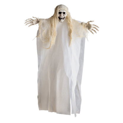 Halloween Hanging Ghost & Zombie Scary Face Pendant – Fabric Horror Cloak Ornament for Haunted House, Bar, Escape Room & Party Decor – Black, White or Blue