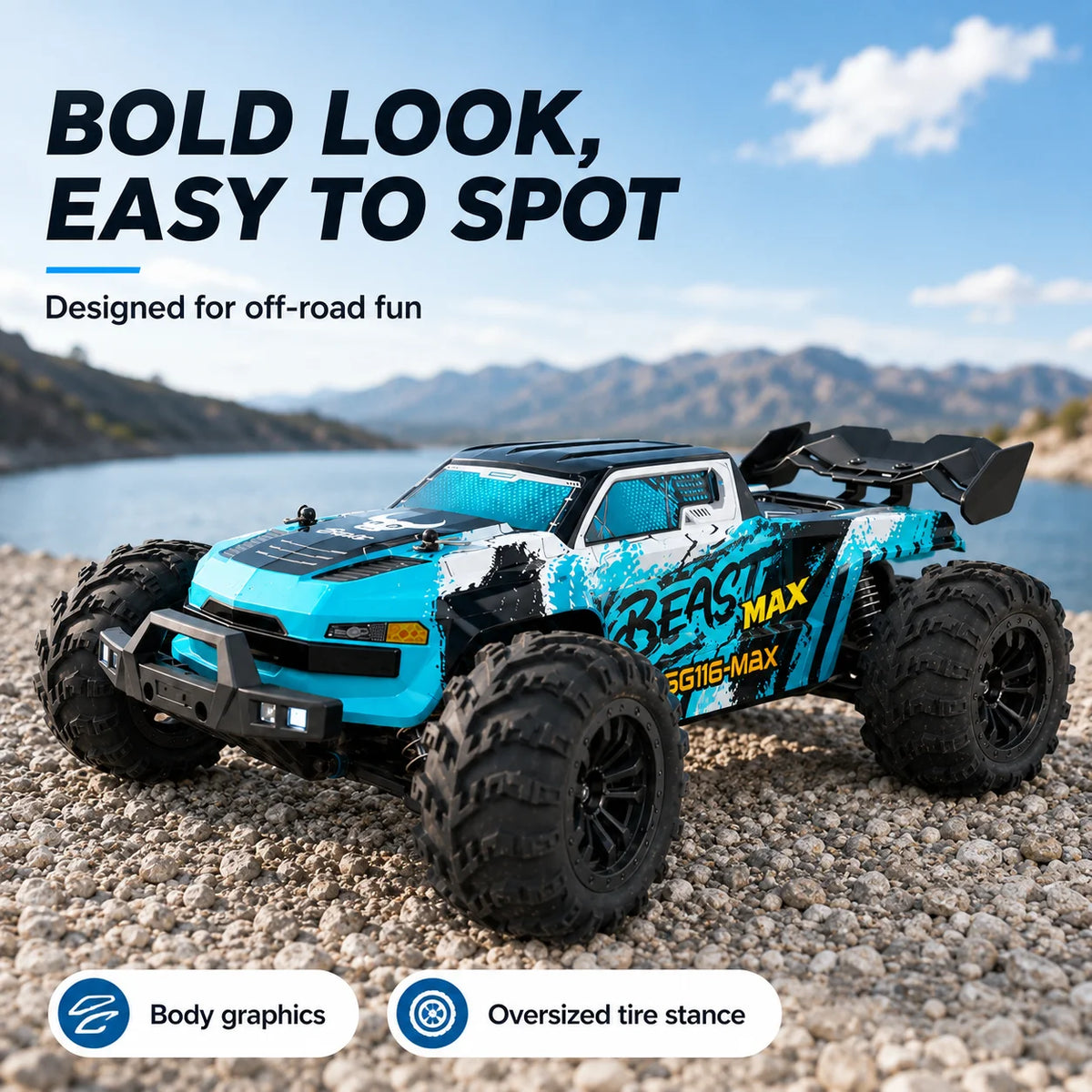 ZNLYRION 1:16 4WD RC Off-Road Truck, Up to 80 km/h