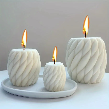 1-Pack Geometric Wave Twisted Silicone Candle Mold – Abstract Striped Column for DIY Scented Candles