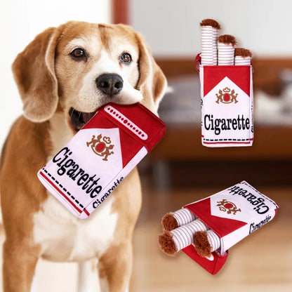 Funny Plush Squeaky Chew Toy Cigarette Design for Small & Medium Dogs, Interactive Pet Gift