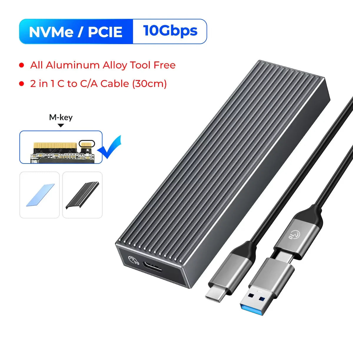 2.5-Inch SATA to USB-C HDD Enclosure — Tool-Free, Up to 6TB, UASP