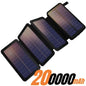 200,000mAh Solar Power Bank with Folding Solar Panels 120W Portable Charger with Built-in Cables USB-C USB-A Lightning Flashlight Digital Display for iPhone Android