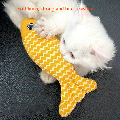 Burlap Fish Cat Toy — Interactive Chew-Resistant Teeth-Cleaning Fish Toy for Cats