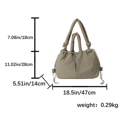 Shunmaii Puffer Tote Bag for Women - Nylon, Large Capacity, Adjustable Strap, Shoulder/Crossbody/Handheld, 47x14x28cm - 10 Colors
