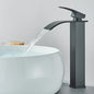 Matte Black Waterfall Basin Faucet - Single-Handle Mixer Tap for Bathroom Sink (Deck-Mounted, Hot & Cold)