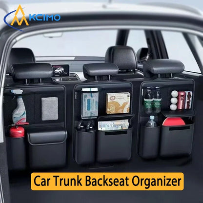 Kcimo PU Leather Car Trunk Storage Bag Foldable Tools Organizer Multifunctional Storage Suv Back Seat Hanging Organizer
