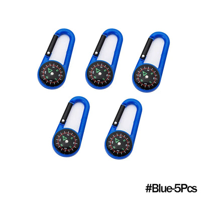 Mini Compass Carabiner Keychain — Camping & Hiking Backpack Buckle Survival Tool