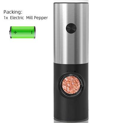 Electric Automatic Salt & Pepper Grinder Set — Battery-Powered Mill with LED Light & Adjustable Coarseness