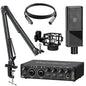 USB Audio Interface 2-In/2-Out with 48V Phantom Power — Low-Latency Recording & Live Monitoring for Guitar, Vocals, Podcasting