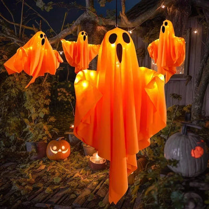 LED Ghost Hanging Halloween Decoration, Orange or White