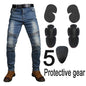 Motorcycle Riding Jeans with Removable CE Level 1/2 Knee Armor, Kevlar Racing Moto Pants