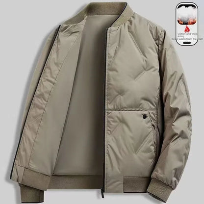 Men's Autumn Winter Baseball Collar Bomber Jacket – Casual Flight Jacket, Polyester Lined
