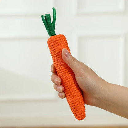Squeaky Carrot Cat Toy – Bite-Resistant Kitten Teething Stick for Interactive Self-Play
