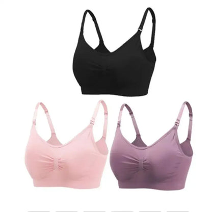 3-Pack Seamless Maternity Nursing Bras – Wireless Breathable Nursing Bra with Removable Pads & Front/Back Closure