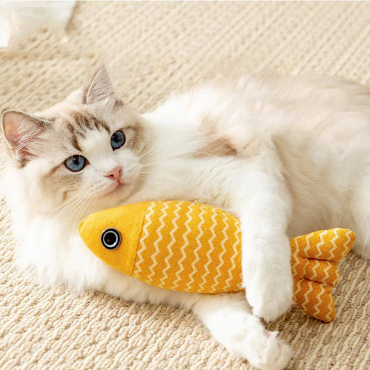 Interactive Fish Cat Toy with Catnip – Plush Kicker Pillow for Indoor Cats, 7.9 in (20 cm)