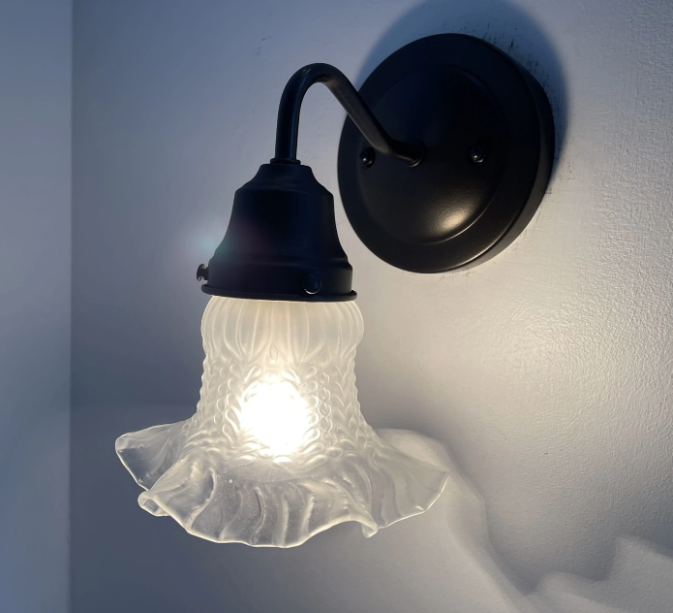 Antique Hobnail 1950's Frosted Glass Wall Sconce Light Fixture