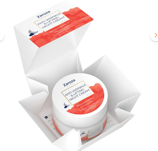 Zaroza Retinol Night Cream 50ml | Anti-Wrinkle, Lifting & Moisturizing Face Cream with Shea Butter, Hyaluronic Acid & Collagen Support