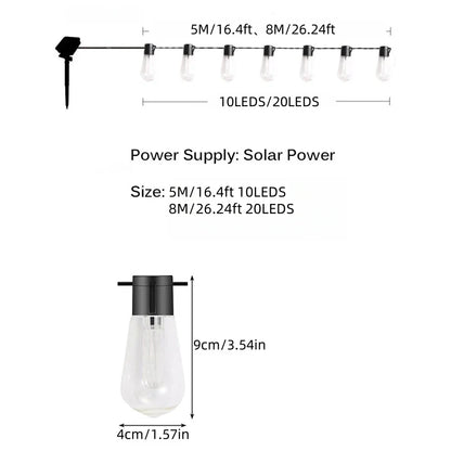 1PC Solar Bulbs String Lights,Outdoor Waterproof Garden Lamps,Garden,Terrace,Balcony,Camping,Party Retro Decoration  Fairy Lamps