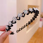 Pearl Rhinestone Non-Slip Elastic Flower Headband for Girls & Women